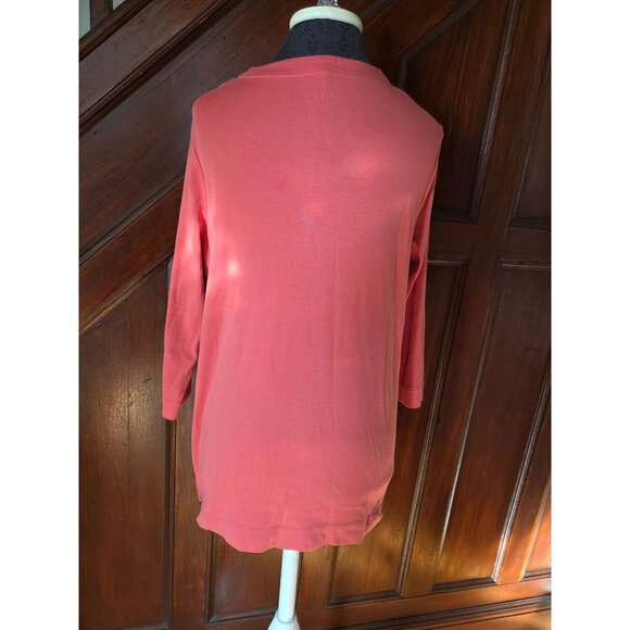 Chicos Long Sleeve V-Neck Button Accent Soft Jersey Tunic Top - Picture 2 of 8